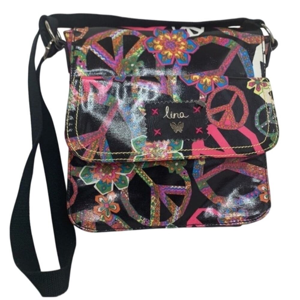 Lina Peace Sign Crossbody Bag NWT